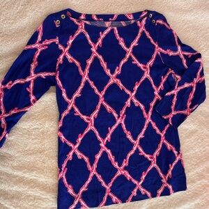 Lilly Pulitzer Blue and Pink Long Sleeve Top